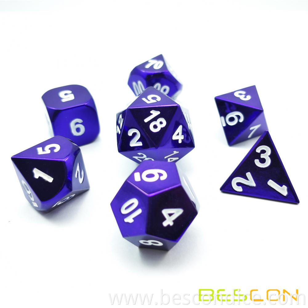 Royal Purple Solid Metal Dice For Dnd 2